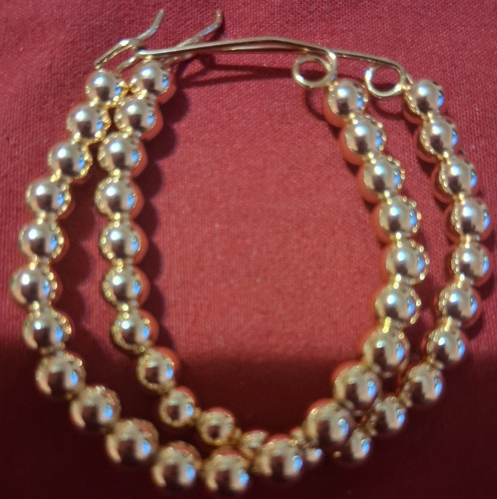 Elegant Gold Beaded Hoop Earrings 5mm